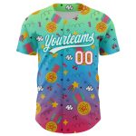 Personalized Pea Green Neon Pink Aqua-Sky Blue 3D Pattern Design Champion Medal Authentic Baseball Jersey Team Custom Name and Number