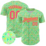 Personalized Pea Green Pink-Yellow 3D Pattern Design Geometric Shape Authentic Baseball Jersey Team Custom Name and Number