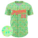 Personalized Pea Green Pink-Yellow 3D Pattern Design Geometric Shape Authentic Baseball Jersey Team Custom Name and Number