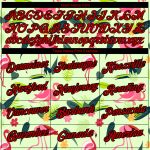 Personalized Pea Green Red-Black 3D Pattern Design Tropical Hawaii Flamingo Performance T-Shirt Team Custom Name and Number
