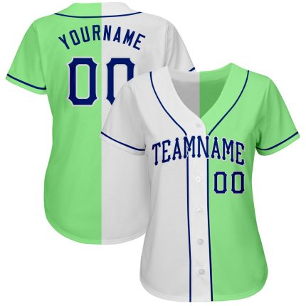 Personalized Pea Green Royal-White Authentic Split Fashion Baseball Jersey
