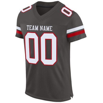 Personalized Pewter White-Red Mesh Authentic Football Jersey