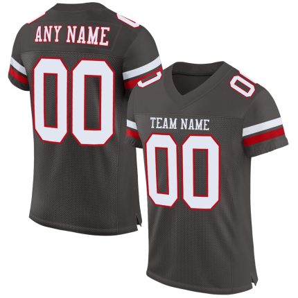 Personalized Pewter White-Red Mesh Authentic Football Jersey