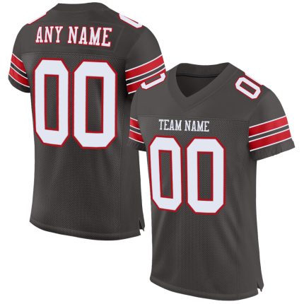 Personalized Pewter White-Red Mesh Authentic Football Jersey Team Custom Name and Number
