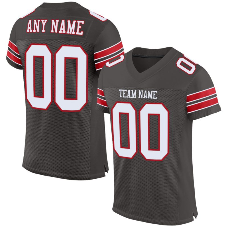 Personalized Pewter White-Red Mesh Authentic Football Jersey Team Custom Name and Number