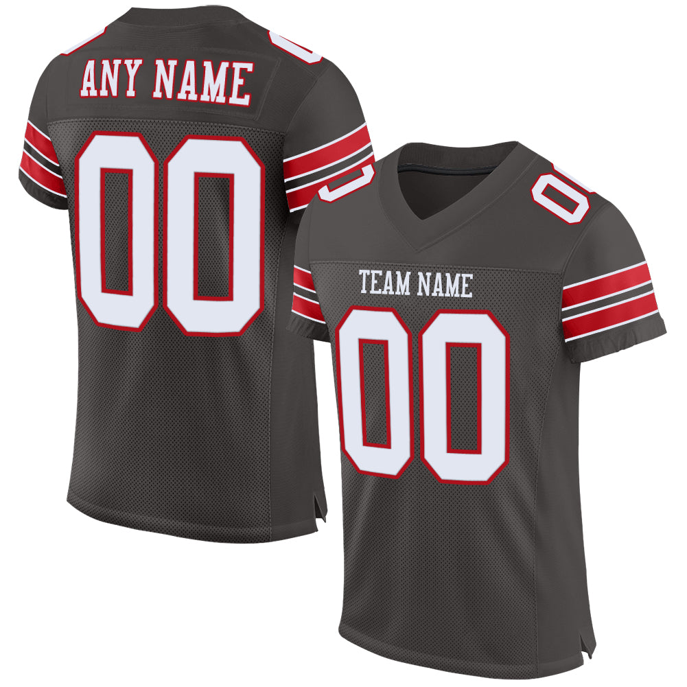 Personalized Pewter White-Red Mesh Authentic Football Jersey Team Custom Name and Number