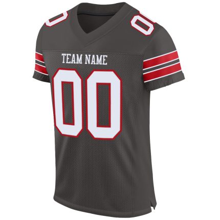 Personalized Pewter White-Red Mesh Authentic Football Jersey Team Custom Name and Number