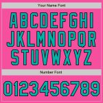 Personalized Pink Aqua-Black Bomber Full-Snap Varsity Letterman Two Tone Jacket Team Custom Name and Number