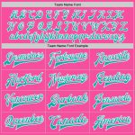 Personalized Pink Aqua-White Bomber Full-Snap Varsity Letterman Jacket Team Custom Name and Number