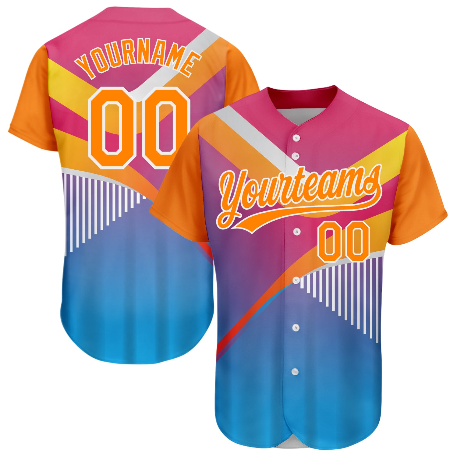 Personalized Pink Bay Orange Light Blue-White 3D Pattern Design Abstract Sport Authentic Baseball Jersey Team Custom Name and Number