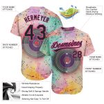 Personalized Pink Black 3D Pattern Design Music Festival Watercolor Colored Musical Notes Authentic Baseball Jersey Team Custom Name and Number