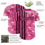 Personalized Pink Black 3D Pattern Design Tropical Palm Leaves And Famingo Authentic Baseball Jersey Team Custom Name and Number