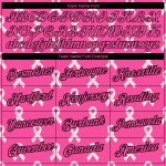 Personalized Pink Black 3D Pink Ribbon Breast Cancer Performance T-Shirt Team Custom Name and Number