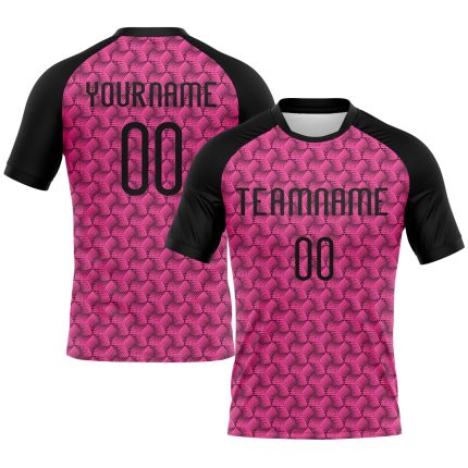 Personalized Pink Black Geometric Shape Sublimation Volleyball Uniform Jersey Team Custom Name and Number