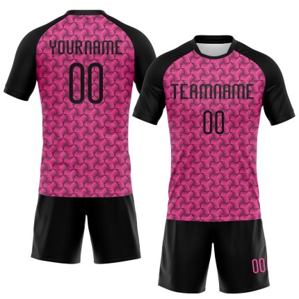 Personalized Pink Black Geometric Shape Sublimation Volleyball Uniform Jersey Team Custom Name and Number