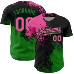 Personalized Pink Black-Grass Green 3D Pattern Design Abstract Brush Stroke Authentic Baseball Jersey Team Custom Name and Number