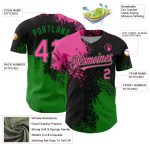 Personalized Pink Black-Grass Green 3D Pattern Design Abstract Brush Stroke Authentic Baseball Jersey Team Custom Name and Number