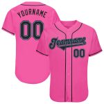 Personalized Pink Black-Light Blue Authentic Baseball Jersey Team Custom Name and Number