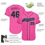 Personalized Pink Black-Light Blue Authentic Baseball Jersey Team Custom Name and Number