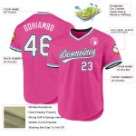 Personalized Pink Black-Light Blue Authentic Throwback Baseball Jersey Team Custom Name and Number