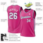 Personalized Pink Black-Light Blue Authentic Throwback Basketball Jersey
