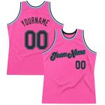 Personalized Pink Black-Light Blue Authentic Throwback Basketball Jersey Team Custom Name and Number