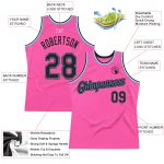 Personalized Pink Black-Light Blue Authentic Throwback Basketball Jersey Team Custom Name and Number
