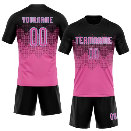 Personalized Pink Black-Light Blue Geometric Shape Sublimation Volleyball Uniform Jersey Team Custom Name and Number