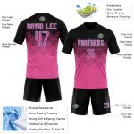 Personalized Pink Black-Light Blue Geometric Shape Sublimation Volleyball Uniform Jersey Team Custom Name and Number