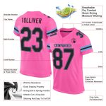 Personalized Pink Black-Light Blue Mesh Authentic Football Jersey Team Custom Name and Number