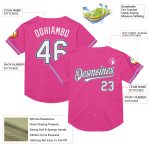 Personalized Pink Black-Light Blue Mesh Authentic Throwback Baseball Jersey Team Custom Name and Number
