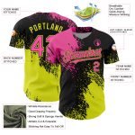 Personalized Pink Black-Neon Yellow 3D Pattern Design Abstract Brush Stroke Authentic Baseball Jersey Team Custom Name and Number