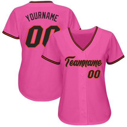 Personalized Pink Black-Orange Authentic Baseball Jersey Team Custom Name and Number