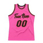 Personalized Pink Black-Orange Authentic Throwback Basketball Jersey Team Custom Name and Number