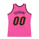 Personalized Pink Black-Orange Authentic Throwback Basketball Jersey Team Custom Name and Number