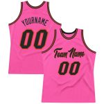 Personalized Pink Black-Orange Authentic Throwback Basketball Jersey Team Custom Name and Number