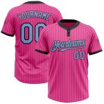 Personalized Pink Black Pinstripe Light Blue Two-Button Unisex Softball Jersey Team Custom Name and Number