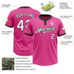 Personalized Pink Black Pinstripe White Two-Button Unisex Softball Jersey Team Custom Name and Number
