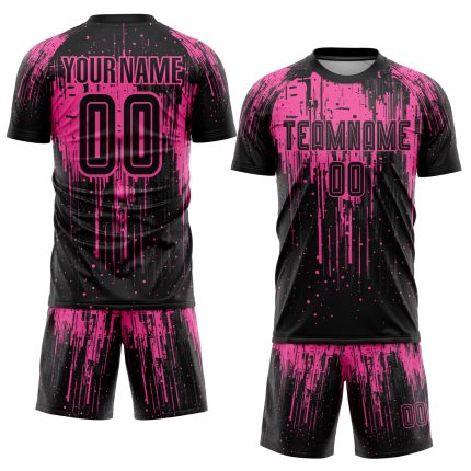 Personalized Pink Black Sublimation Soccer Uniform Jersey