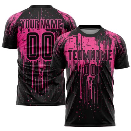 Personalized Pink Black Sublimation Soccer Uniform Jersey