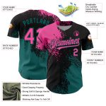 Personalized Pink Black-Teal 3D Pattern Design Abstract Brush Stroke Authentic Baseball Jersey Team Custom Name and Number