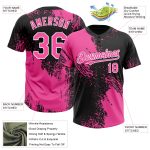 Personalized Pink Black-White 3D Pattern Abstract Brush Stroke Two-Button Unisex Softball Jersey Team Custom Name and Number