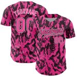 Personalized Pink Black-White 3D Pattern Design Abstract Fluid Authentic Baseball Jersey Team Custom Name and Number