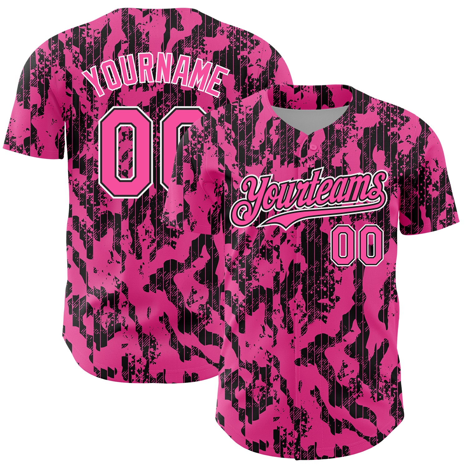 Personalized Pink Black-White 3D Pattern Design Abstract Fluid Authentic Baseball Jersey Team Custom Name and Number