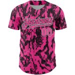 Personalized Pink Black-White 3D Pattern Design Abstract Fluid Authentic Baseball Jersey Team Custom Name and Number