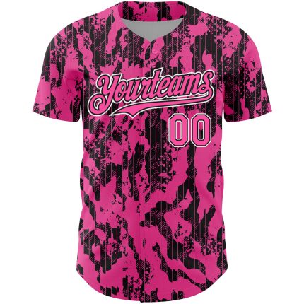 Personalized Pink Black-White 3D Pattern Design Abstract Fluid Authentic Baseball Jersey Team Custom Name and Number