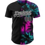 Personalized Pink Black-White 3D Pattern Design Beach Hawaii Palm Trees Authentic Baseball Jersey