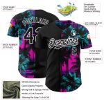 Personalized Pink Black-White 3D Pattern Design Beach Hawaii Palm Trees Authentic Baseball Jersey
