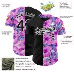 Personalized Pink Black-White 3D Pattern Design Tropical Flower And Hawaii Palm Leaves Authentic Baseball Jersey Team Custom Name and Number