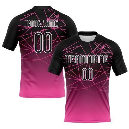 Personalized Pink Black-White Abstract Network Sublimation Volleyball Uniform Jersey Team Custom Name and Number